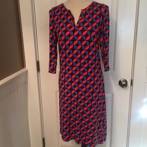 HATLEY DRESS RED BLUE PRINT JERSEY KNIT SIZE S